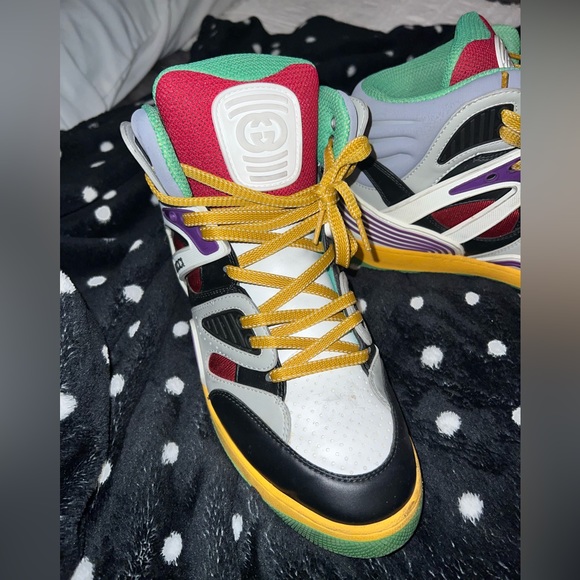 Gucci Men's Gucci Basket High-Top Sneakers Demetra with Mixed Fabrics and Rubber - Picture 5 of 11